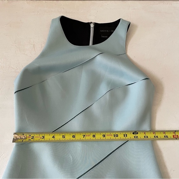 Sachin + Babi Baby Blue Diagonal Trim Y2K Mini A-Line Sleeveless Dress Size 2 - Picture 5 of 11